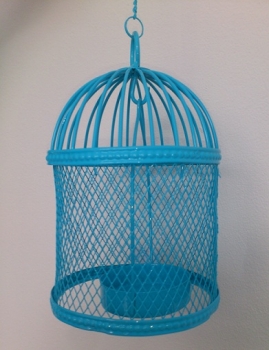 Tealight candle bird cage - blue