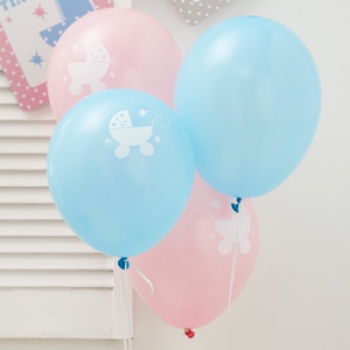 Ballonset Kinderwagen rosa-hellblau