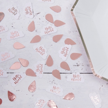 Rose Gold & Clouds Table Confetti - Hello World