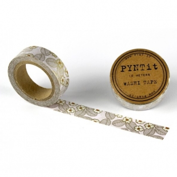 Washi Masking Tape Blumen - gold/weiß