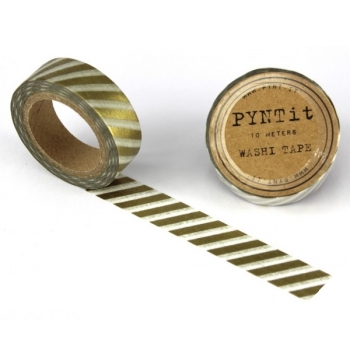 Washi Masking Tape Streifen - gold/weiß