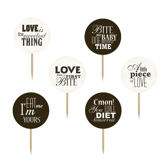 Dekofieber Online Shop Cupcake Sticks Love Bite Mix Schwarz Weiss