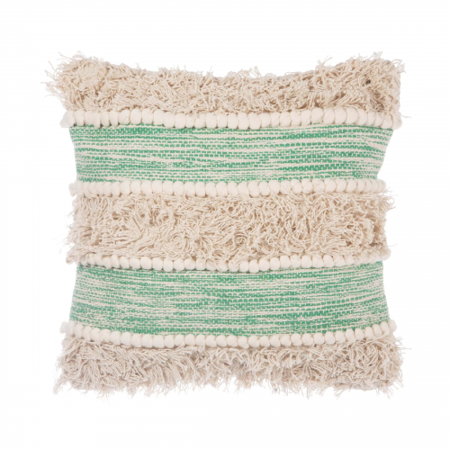 Green Scandi Boho Tufted Stripe Cushion