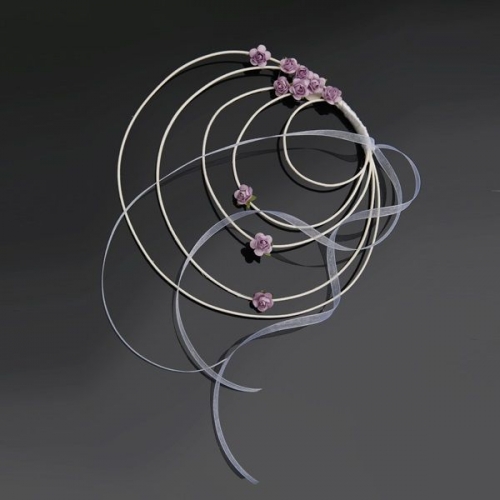 Rattan wreath with rose lilac 18 cm 4 pcs