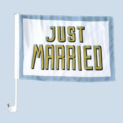 Just Married Car Flag - Gold