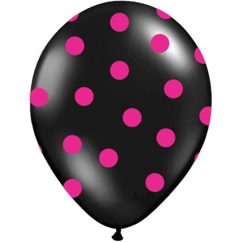 Balloons 14" Pastel Black "Dots"