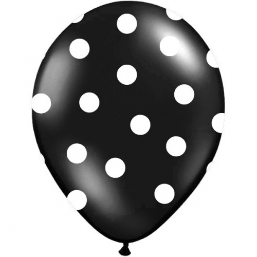 Balloons 14" Pastel Black "Dots" white