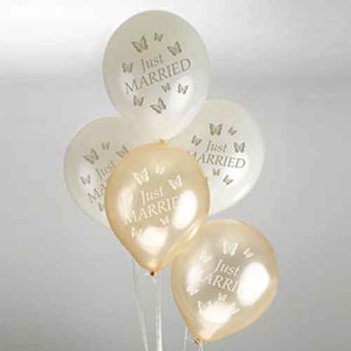 Elegant Butterfly Balloons - Ivory/Gold