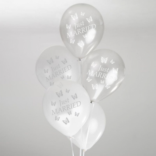 Elegant Butterfly Balloons - White/Silver