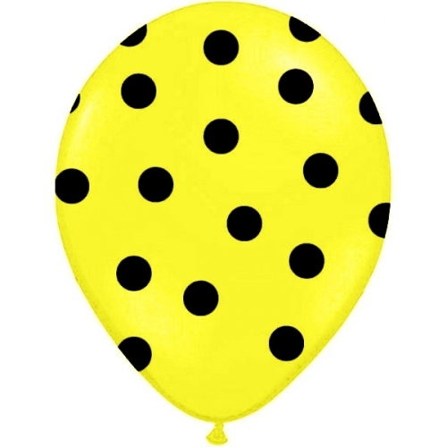 Balloons 14" Pastel Yellow "Dots", 6 pcs