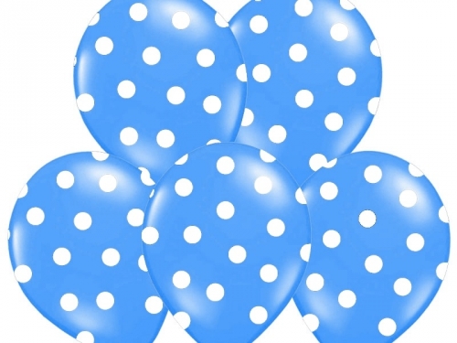 Balloons 14" Pastel Mid Blue "Dots", 6 pcs