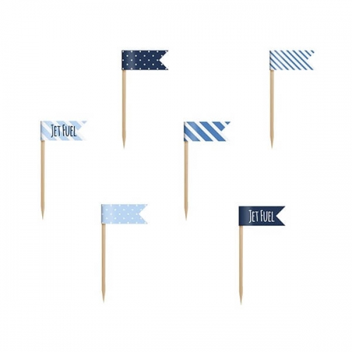 Cupcake Toppers Mini Flags Little Plane, mix, 7cm, 1pack