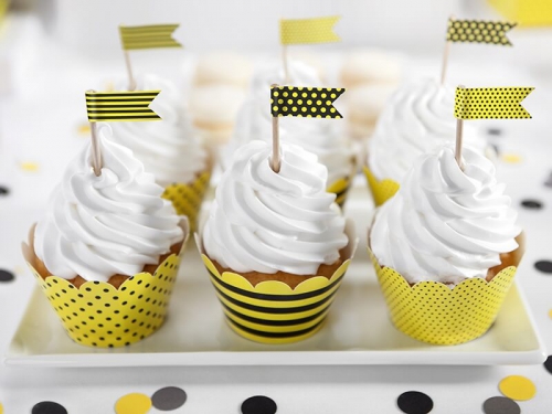 Cupcake Toppers Mini Flags Bee, mix, 7cm, 1pack