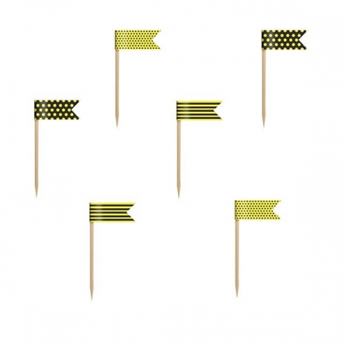 Cupcake Toppers Mini Flags Bee, mix, 7cm, 1pack