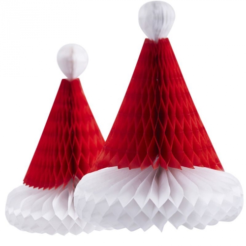 Christmas Honeycomb Santa Hats - Vintage Noel