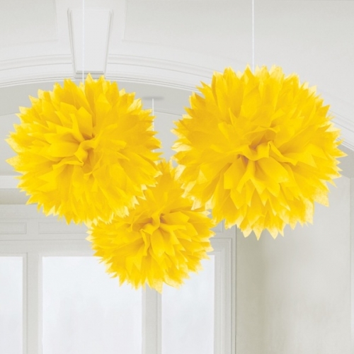 PomPoms 3er fluffy - gelb