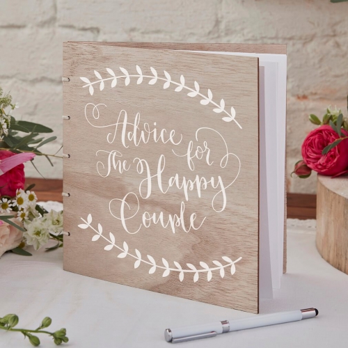 Wooden Advice Guest Book - Boho