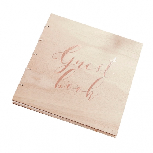 Rose Gold Wooden Guest Book - Beautiful Botanics