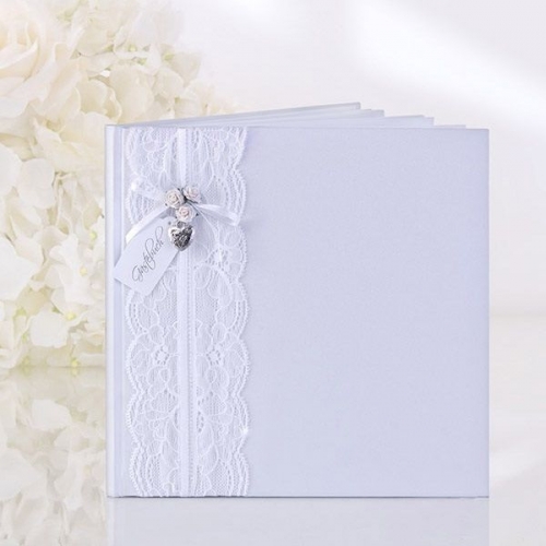 Guest Book lace heart pendant white