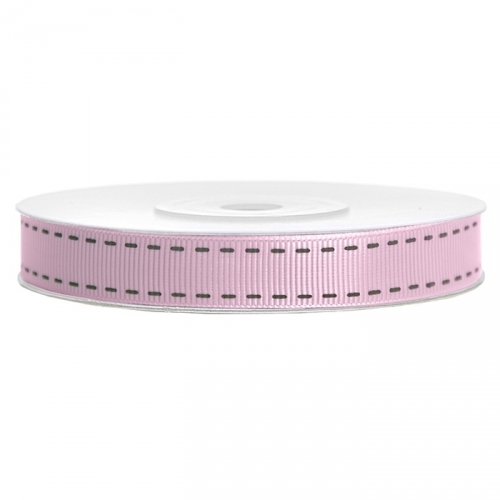 Grosgrain ribbon with overprint, 15 mm / 25 m, cold light pink