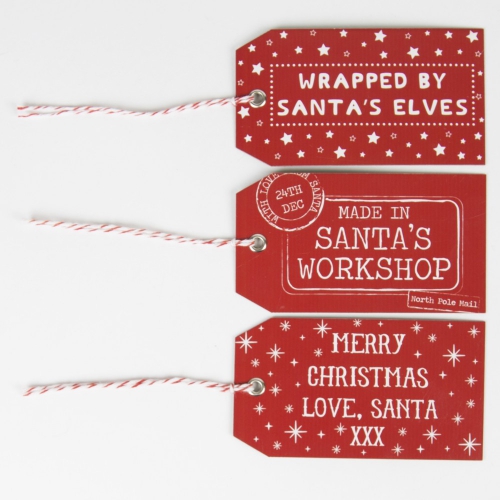 Set of 15 Red Santas Workshop Gift Tags