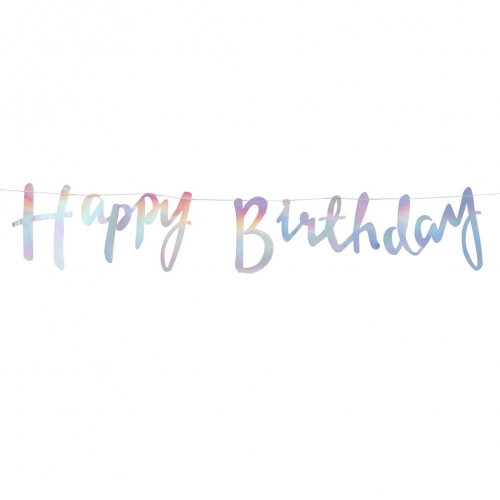 Iridescent Script Happy Birthday Bunting - Iridescent Party