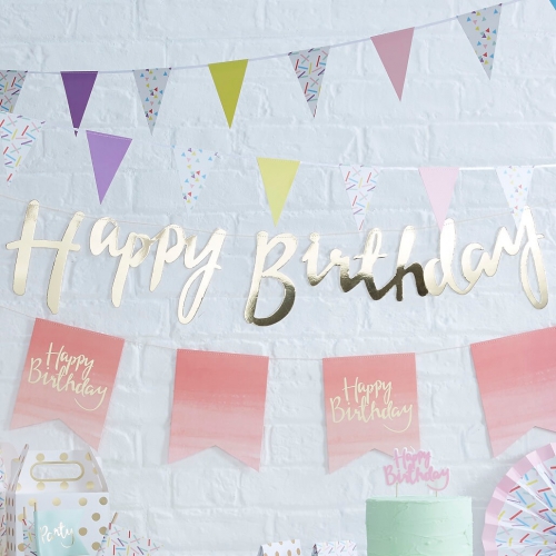 Gold Happy Birthday Bunting - Pick and Mix