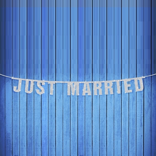 "Just Married" banner, silver, 16 x 170 cm, 1 pc