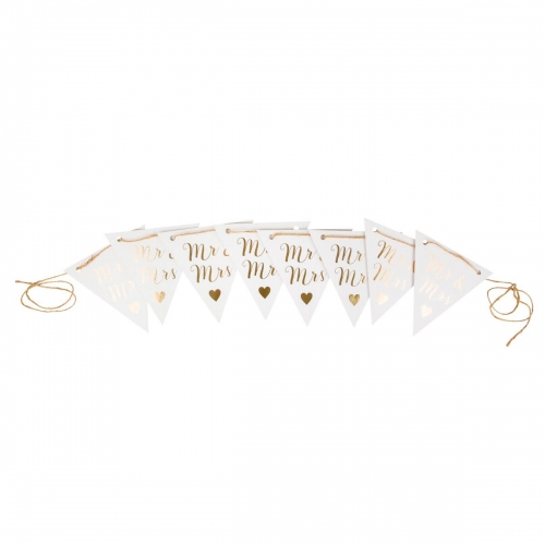 Mr & Mrs Gold Paper Bunting