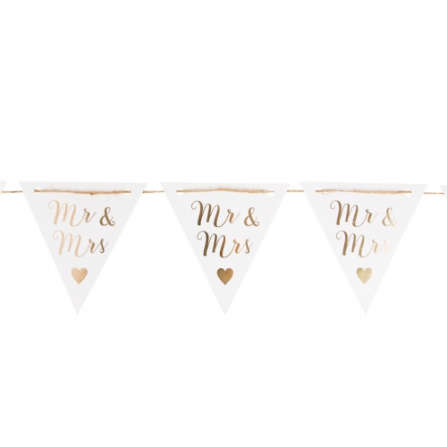 Mr & Mrs Gold Paper Bunting