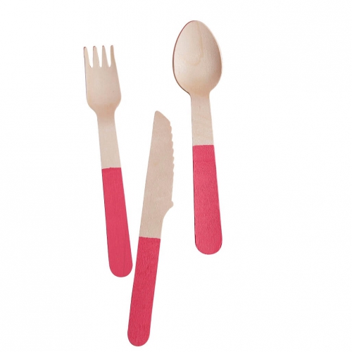 Pink Neon Wooden Cutlery - Neon Birthday