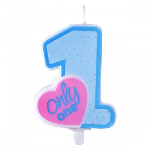 Birthday Candle "Only One", 8 cm, sky-blue