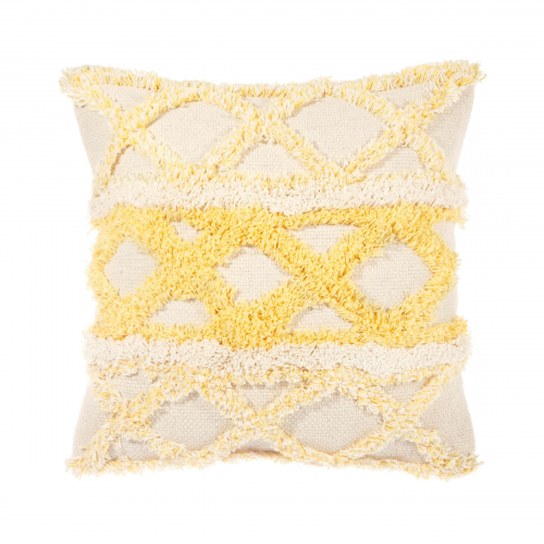 Yellow Scandi ZigZag Boho Cushion