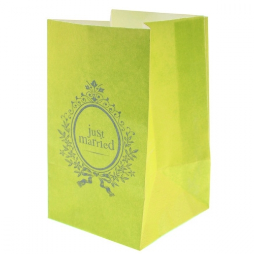 Just married candle bag green