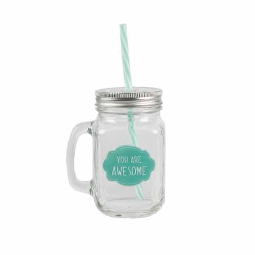 Awesome Mason Drinking Jar Turquoise