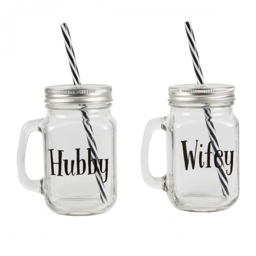 Hubby & Wifey Mason Drinking Jars