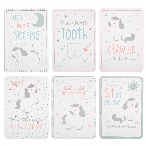 Set of 16 Evie Unicorn Baby Milestone Cards