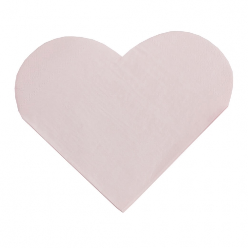 Pink Heart Shaped Paper Napkins - Princess Party