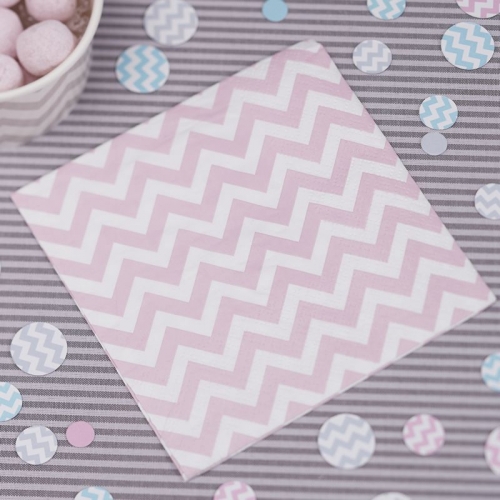 Small Paper Napkins - Pink - Chevron Divine