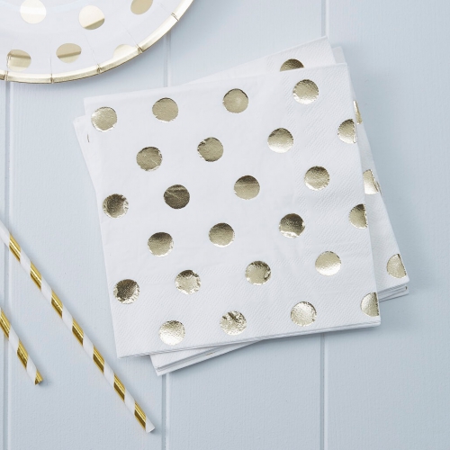 Gold Foiled Polka Dot Paper Napkins - Pick and Mix