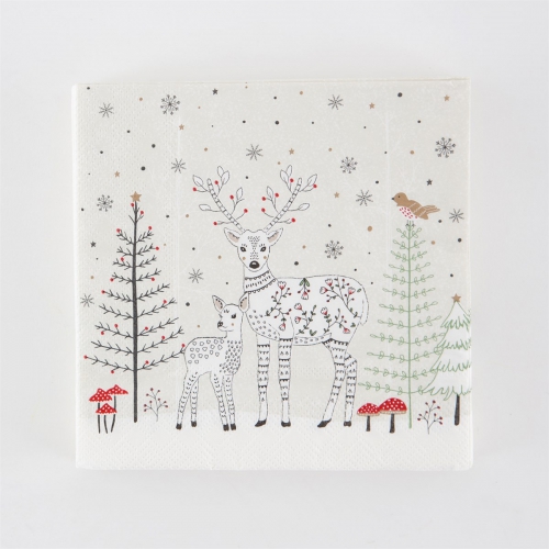 Pack of 20 Winter Forest Folk Deer Napkins