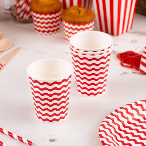 Carnival - Paper Cups - Waves Red