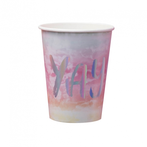 Rainbow & Iridescent YAY Paper Cups - Iridescent Party