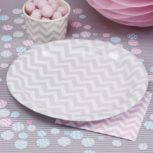 Paper Plates - Grey - Chevron Divine