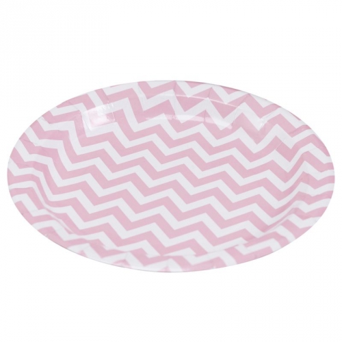 Paper Plates - Pink - Chevron Divine