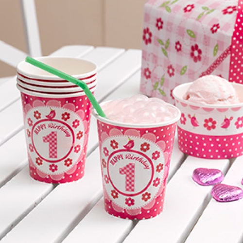 A Little Bird Told Me - 1st Birthday Cups - 8 Pack