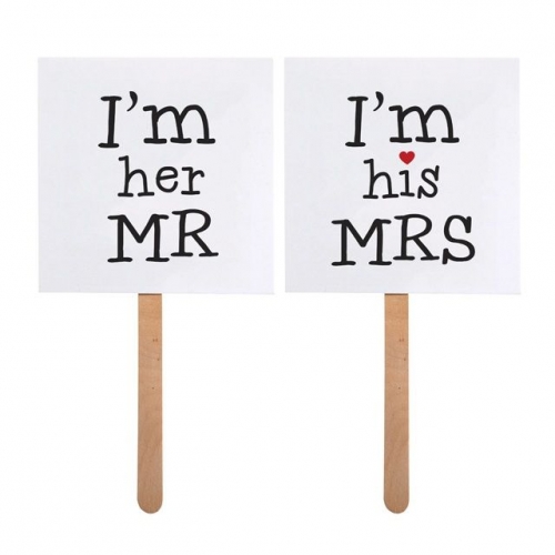 Photo Booth Accessoires - I'm his Mrs / I'm her Mr