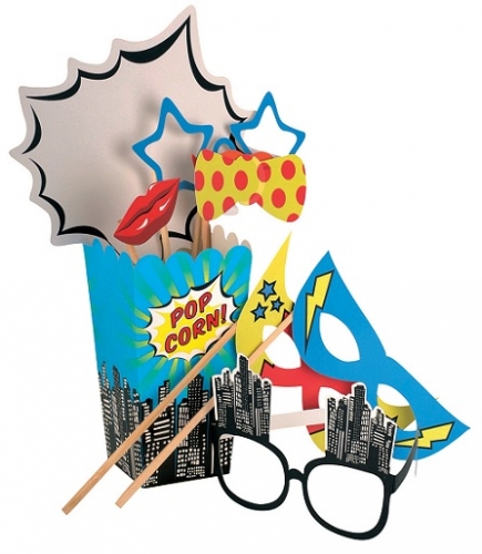 Photo Booth Props & Masks - Pop Art Superhero Party