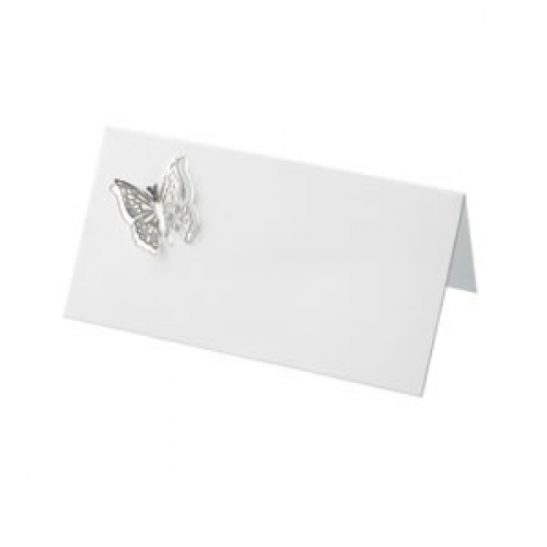 Place Cards - 3D Elegant Butterfly 10 Pack - Silver