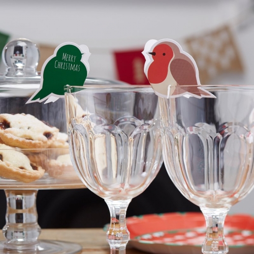 Robin Glass Decorations and Name Places - Christmas Patterns